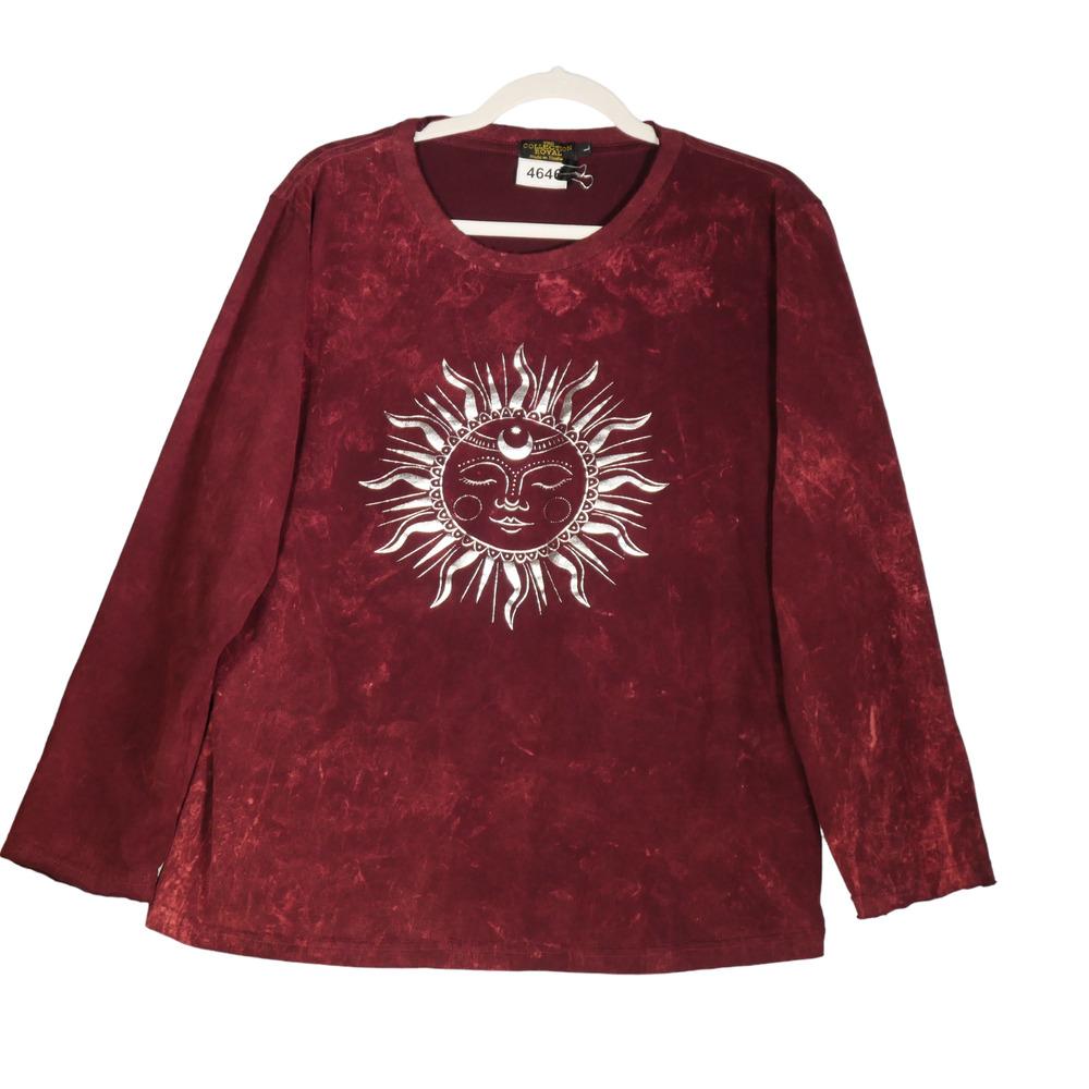 The Royal Collection Tee Womens Large Tie Dye Factory Distressed Metallic Sun